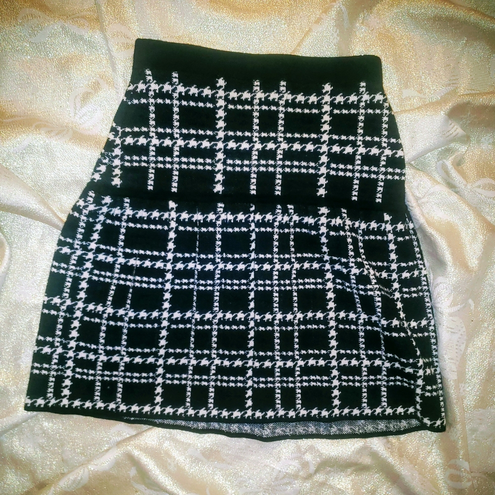 Cynthia Rowley Black and White Checkered Mini Skirt